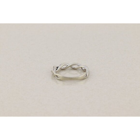 10k White Gold Fancy Blue and White Diamond Ring Twist Crossover Band 5 3/4 - Picture 6 of 6